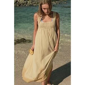Free People Delphine Midi Dress  Size XS/S  Soft Yellow